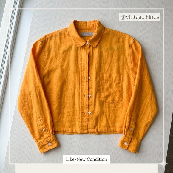Everlane Tops - Everlane 100% Linen The Way-Short Shirt Marigold Cropped Boxy M